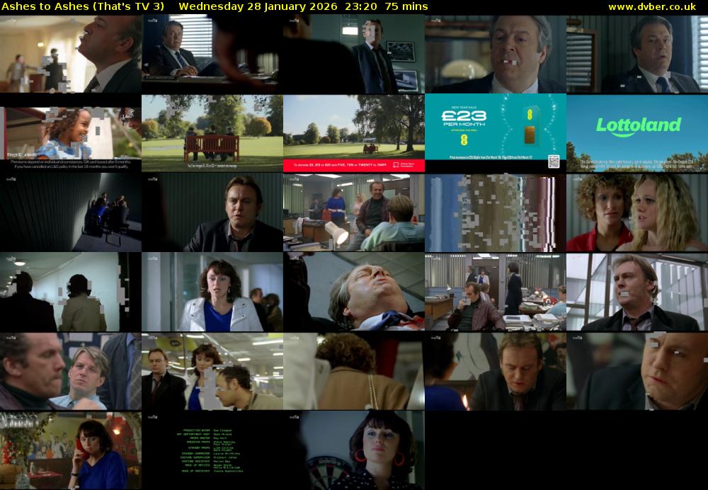 Ashes to Ashes (That's TV 3) Wednesday 28 January 2026 23:20 - 00:35