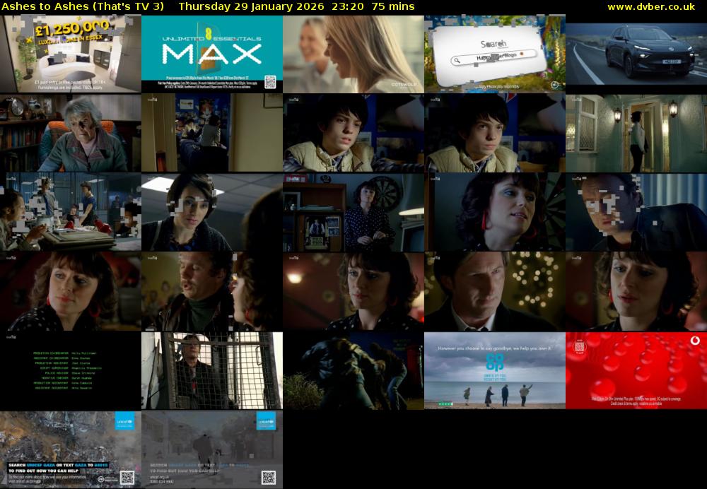 Ashes to Ashes (That's TV 3) Thursday 29 January 2026 23:20 - 00:35