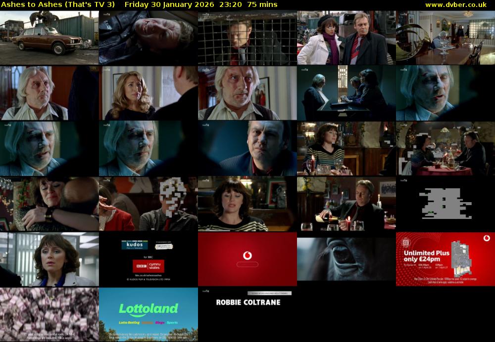 Ashes to Ashes (That's TV 3) Friday 30 January 2026 23:20 - 00:35