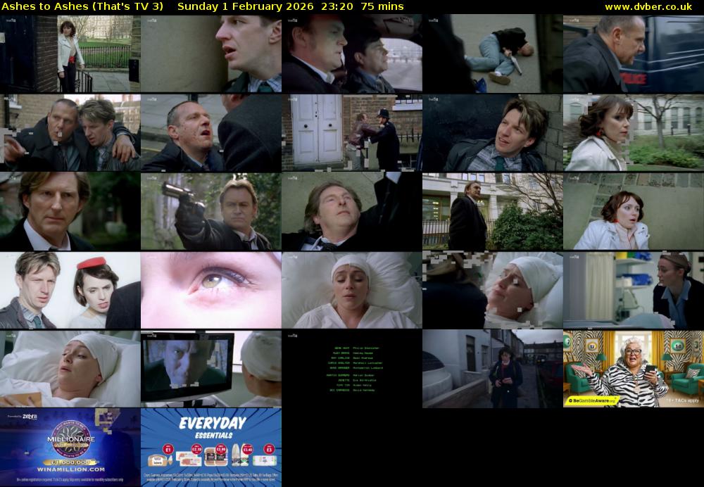 Ashes to Ashes (That's TV 3) Sunday 1 February 2026 23:20 - 00:35