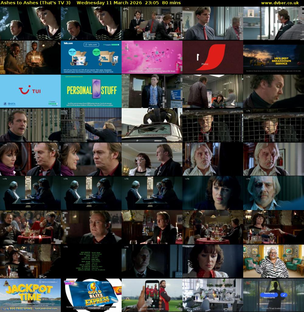 Ashes to Ashes (That's TV 3) Wednesday 11 March 2026 23:05 - 00:25