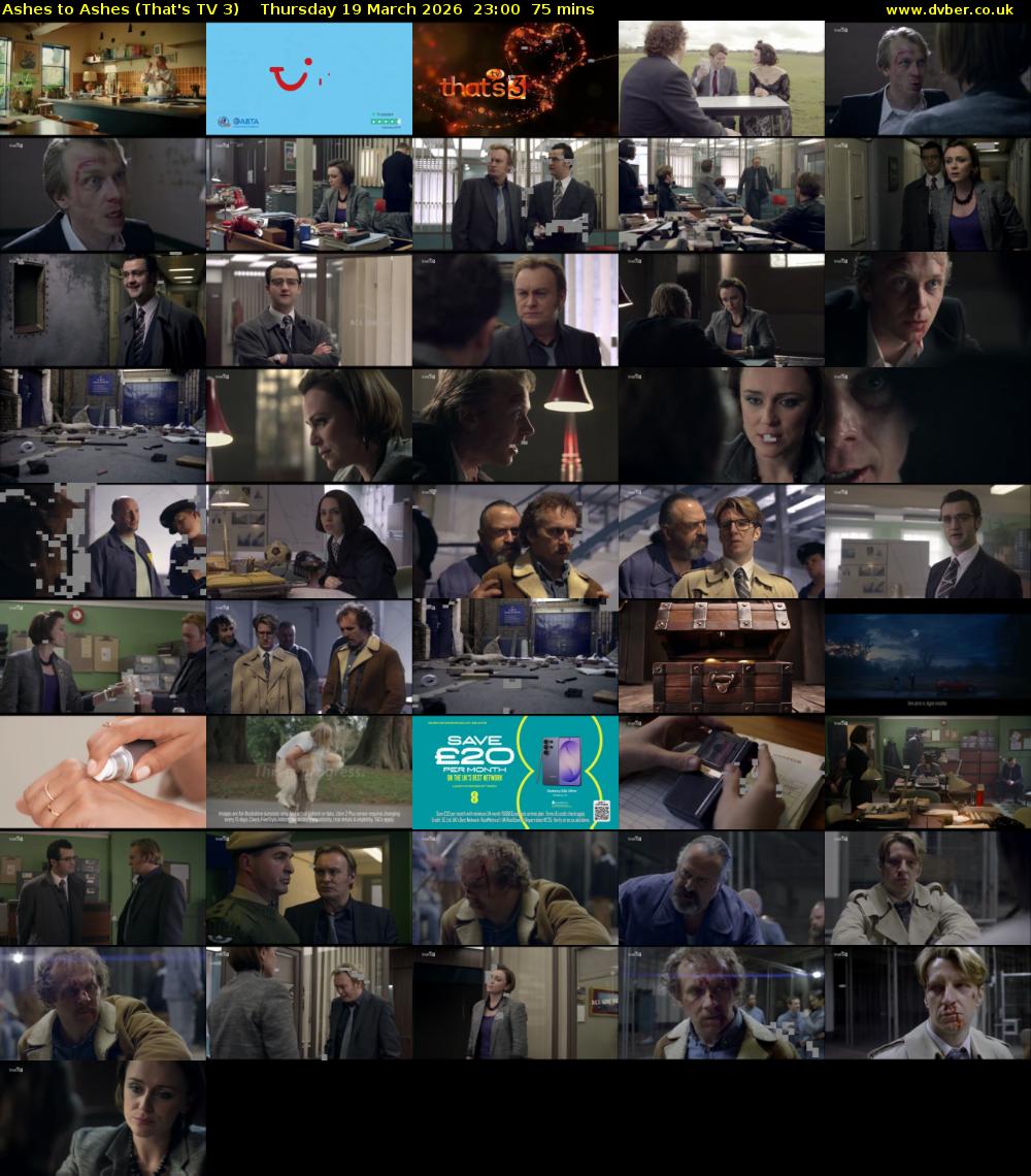 Ashes to Ashes (That's TV 3) Thursday 19 March 2026 23:00 - 00:15