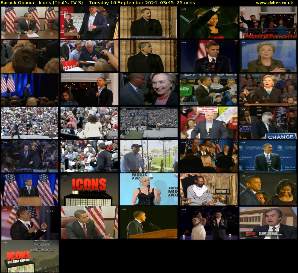 Barack Obama - Icons (That's TV 3) Tuesday 10 September 2024 03:45 - 04:10