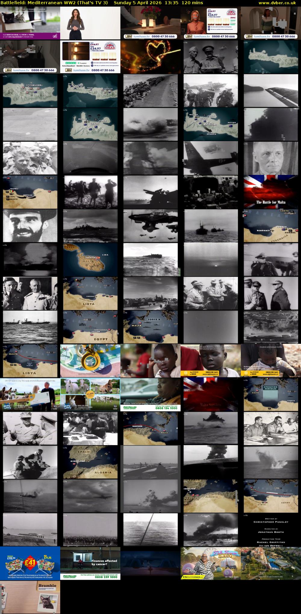 Battlefield: Mediterranean WW2 (That's TV 3) Sunday 5 April 2026 13:35 - 15:35