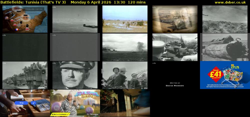 Battlefields: Tunisia (That's TV 3) Monday 6 April 2026 13:30 - 15:30