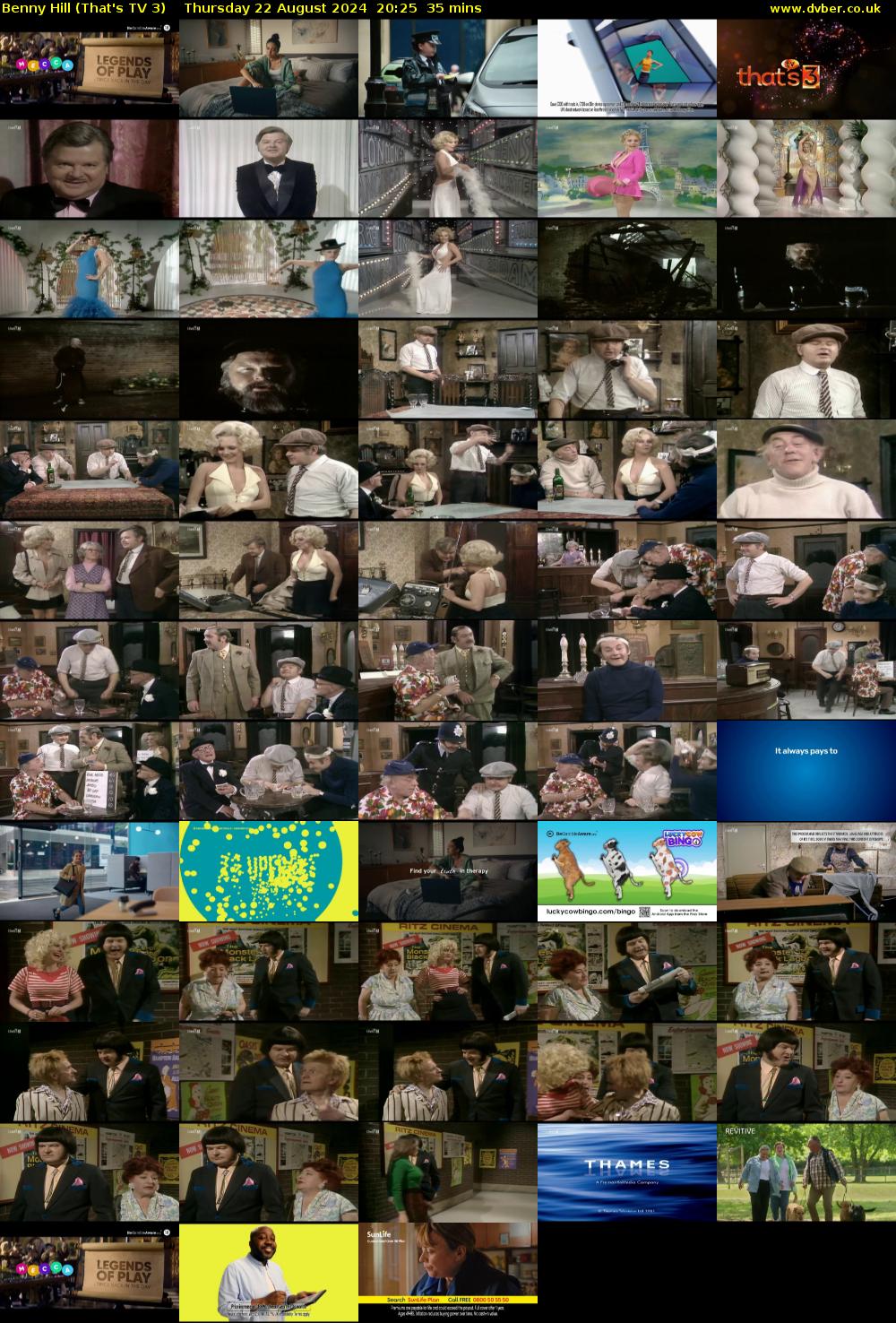 Benny Hill (That's TV 3) Thursday 22 August 2024 20:25 - 21:00