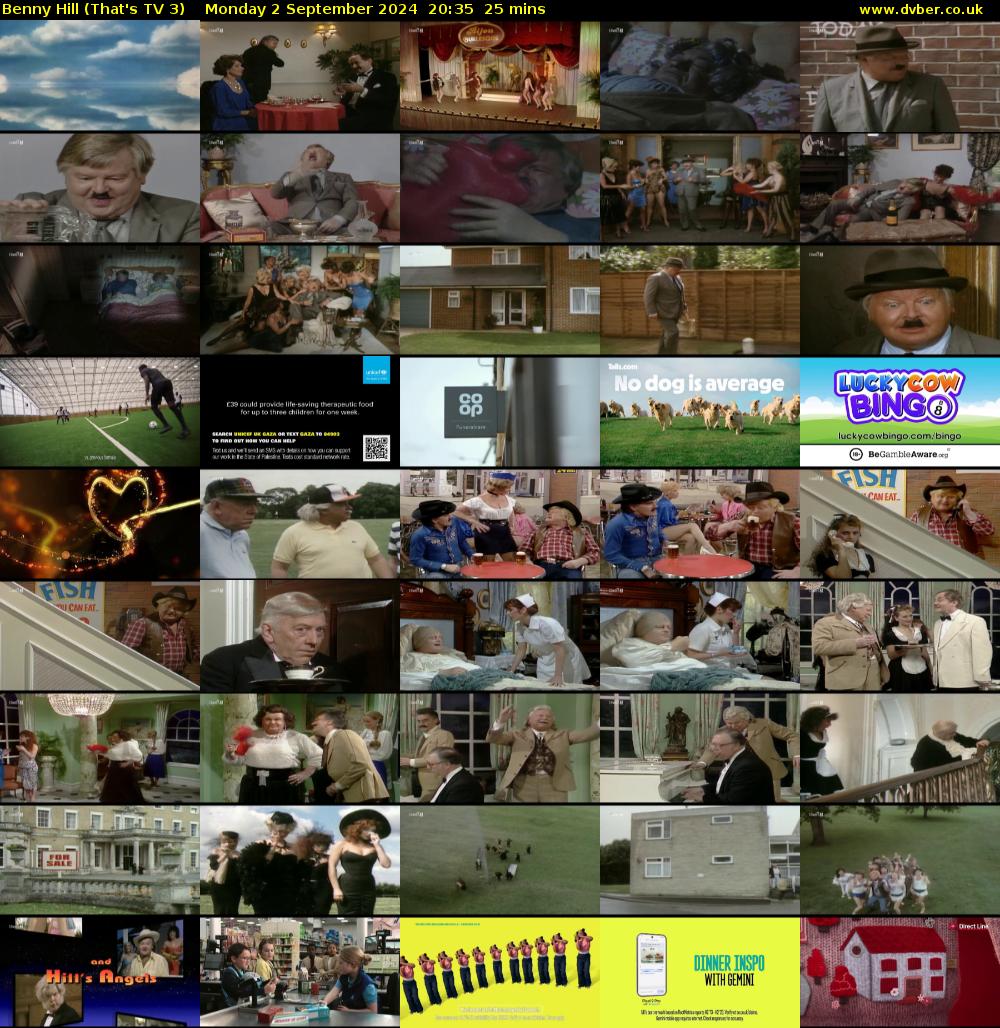 Benny Hill (That's TV 3) Monday 2 September 2024 20:35 - 21:00