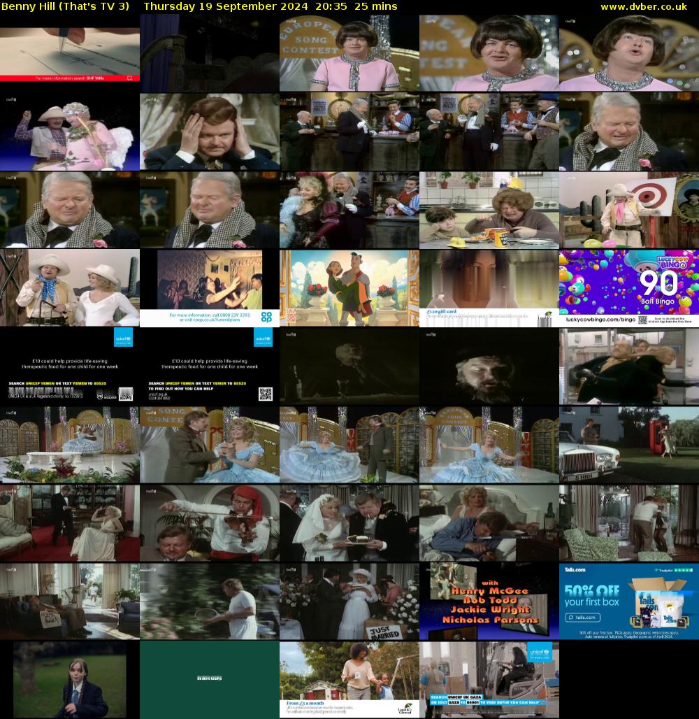 Benny Hill (That's TV 3) Thursday 19 September 2024 20:35 - 21:00