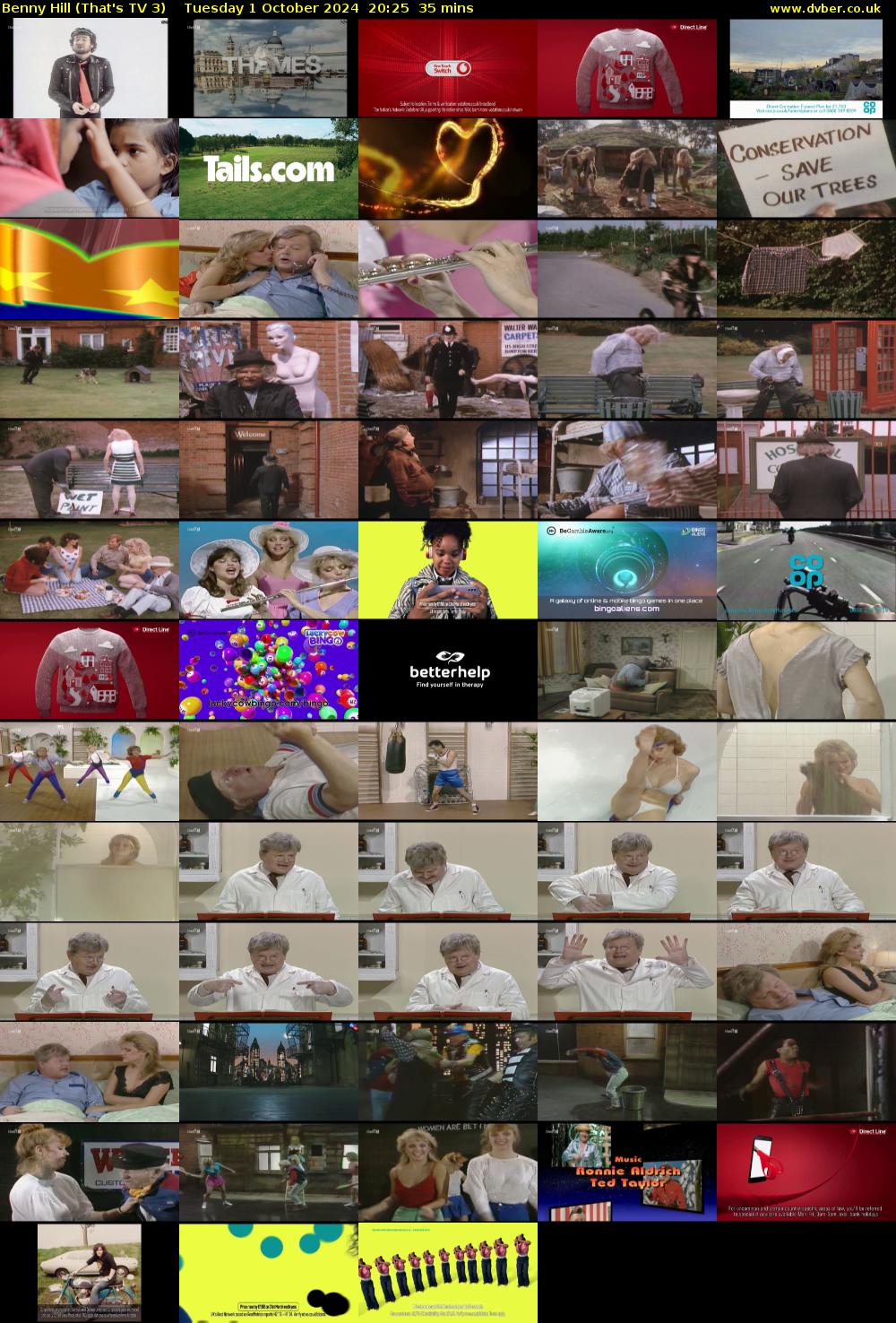 Benny Hill (That's TV 3) Tuesday 1 October 2024 20:25 - 21:00