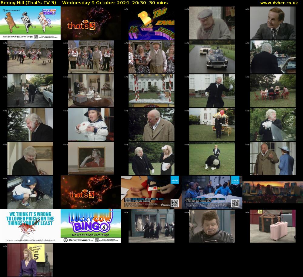 Benny Hill (That's TV 3) Wednesday 9 October 2024 20:30 - 21:00
