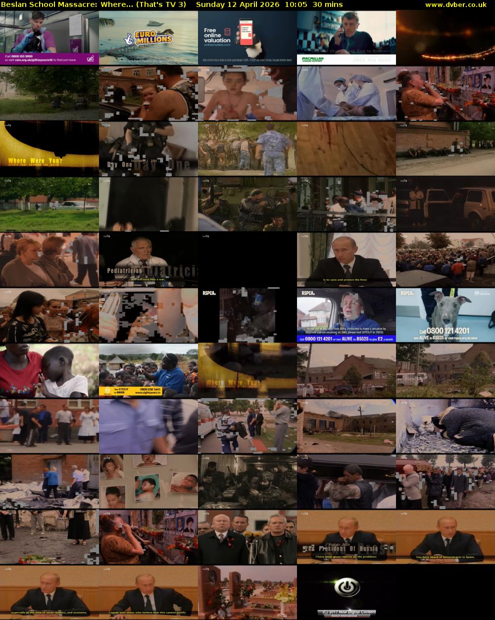 Beslan School Massacre: Where... (That's TV 3) Sunday 12 April 2026 10:05 - 10:35
