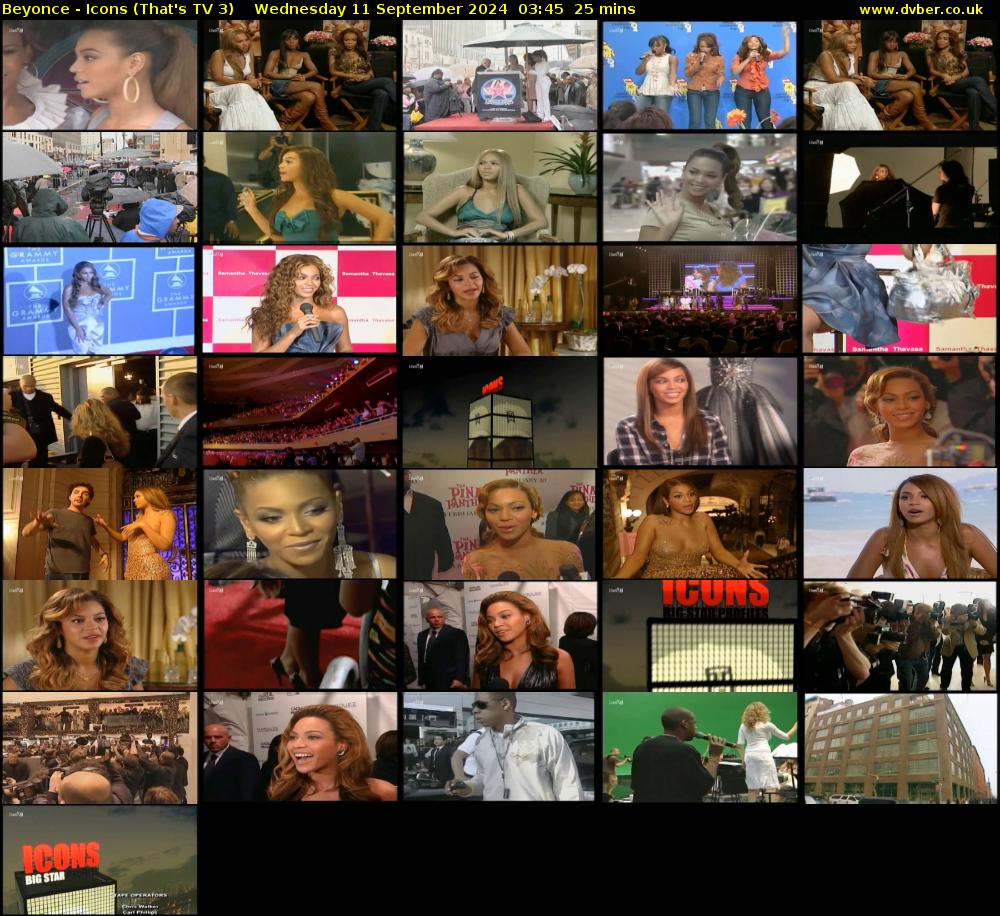 Beyonce - Icons (That's TV 3) Wednesday 11 September 2024 03:45 - 04:10