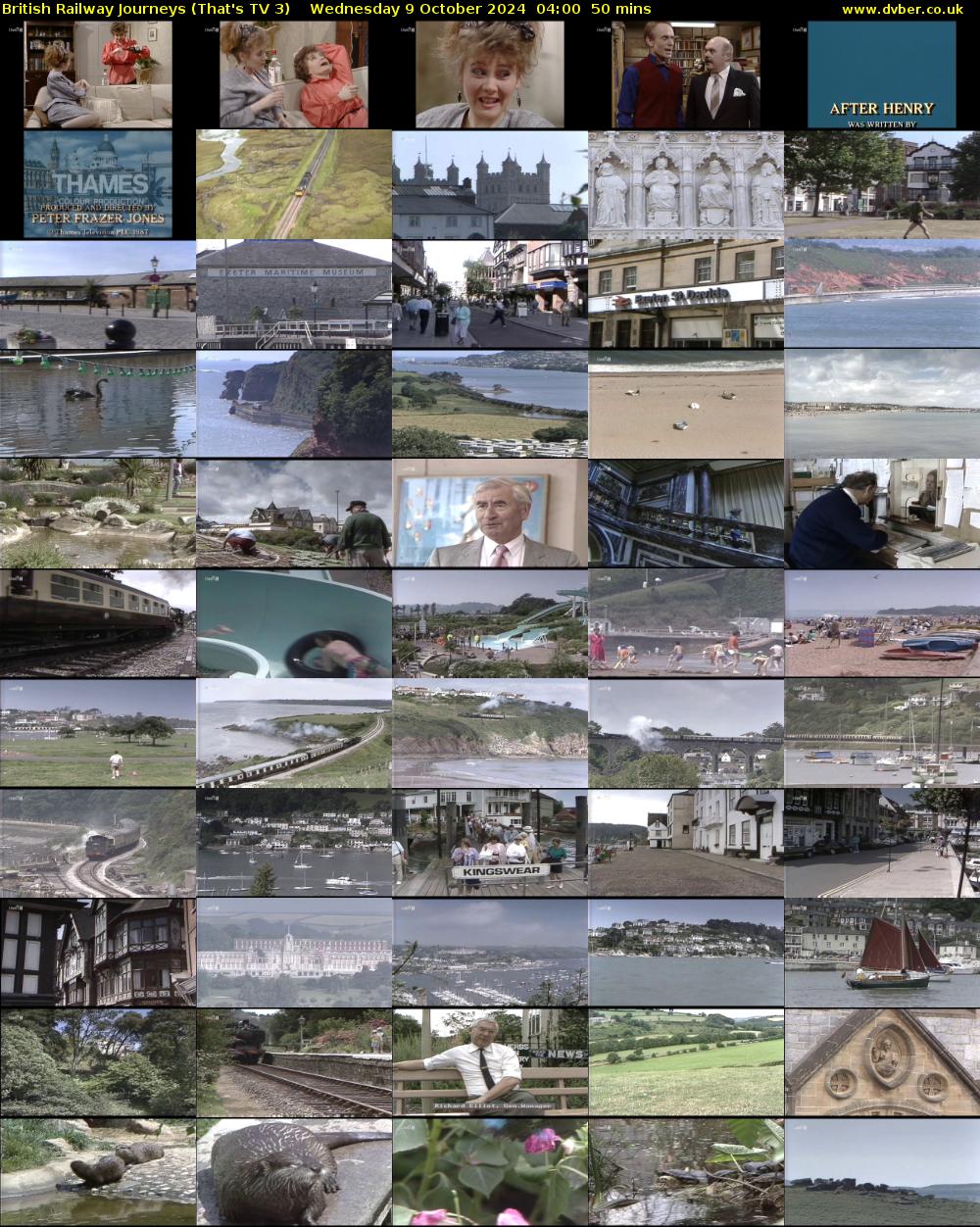 British Railway Journeys (That's TV 3) Wednesday 9 October 2024 04:00 - 04:50