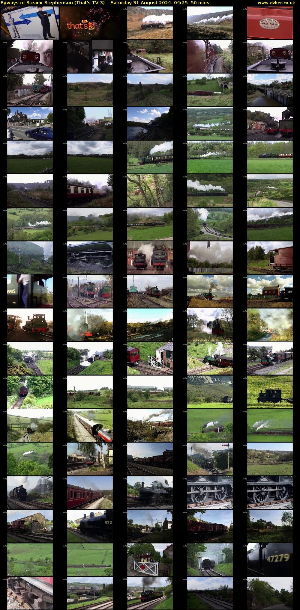 Byways of Steam: Stephenson (That's TV 3) Saturday 31 August 2024 04:25 - 05:15