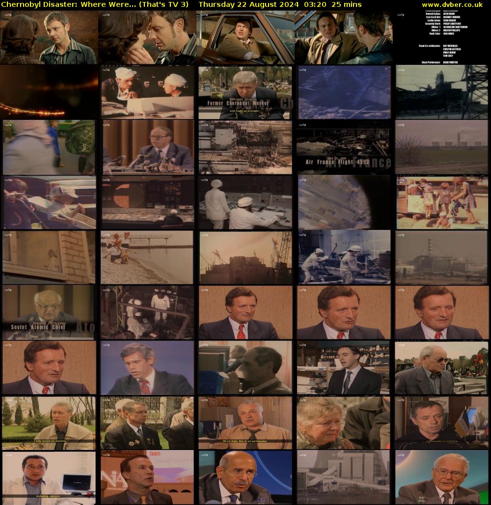 Chernobyl Disaster: Where Were... (That's TV 3) Thursday 22 August 2024 03:20 - 03:45