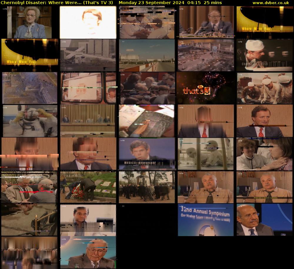 Chernobyl Disaster: Where Were... (That's TV 3) Monday 23 September 2024 04:15 - 04:40