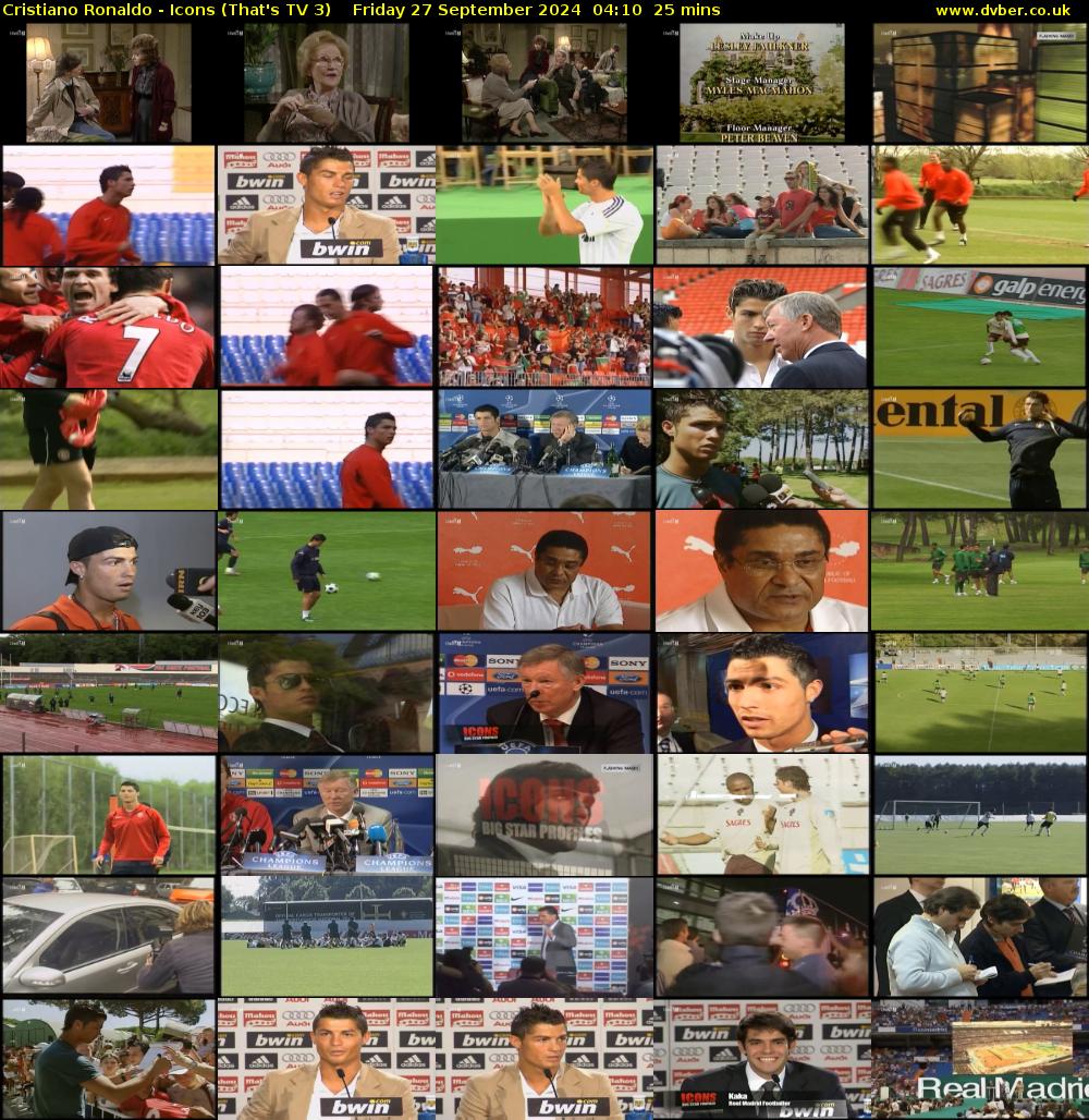 Cristiano Ronaldo - Icons (That's TV 3) Friday 27 September 2024 04:10 - 04:35