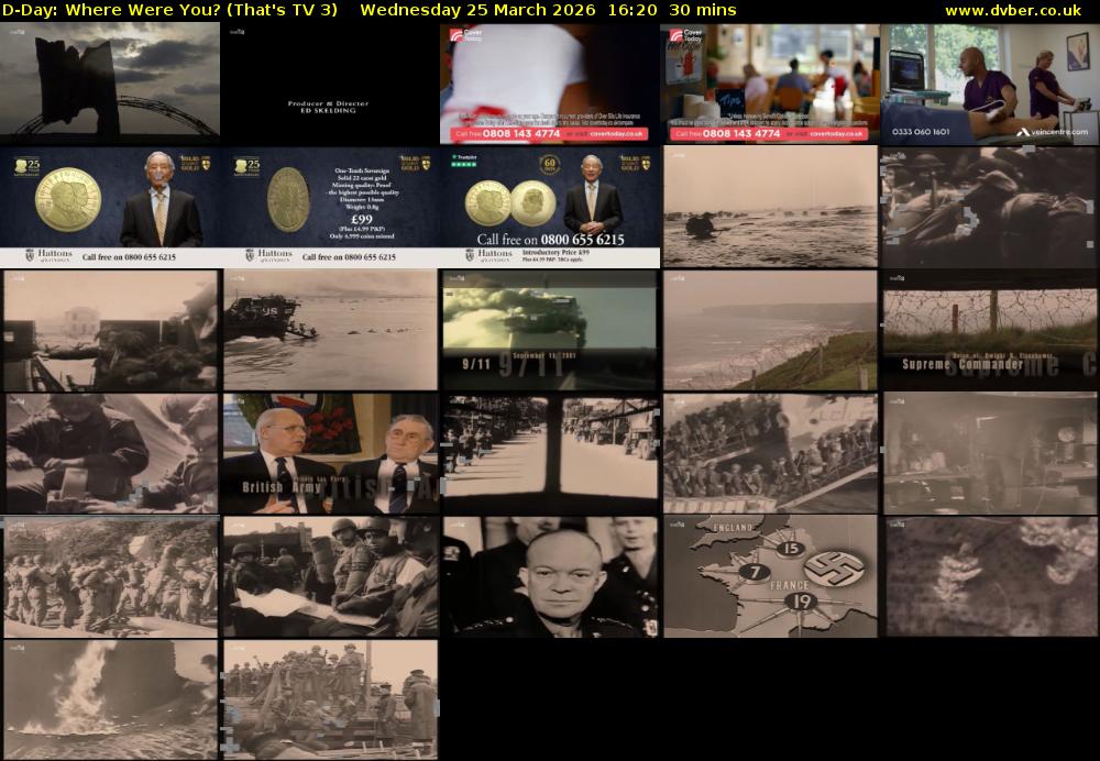 D-Day: Where Were You? (That's TV 3) Wednesday 25 March 2026 16:20 - 16:50
