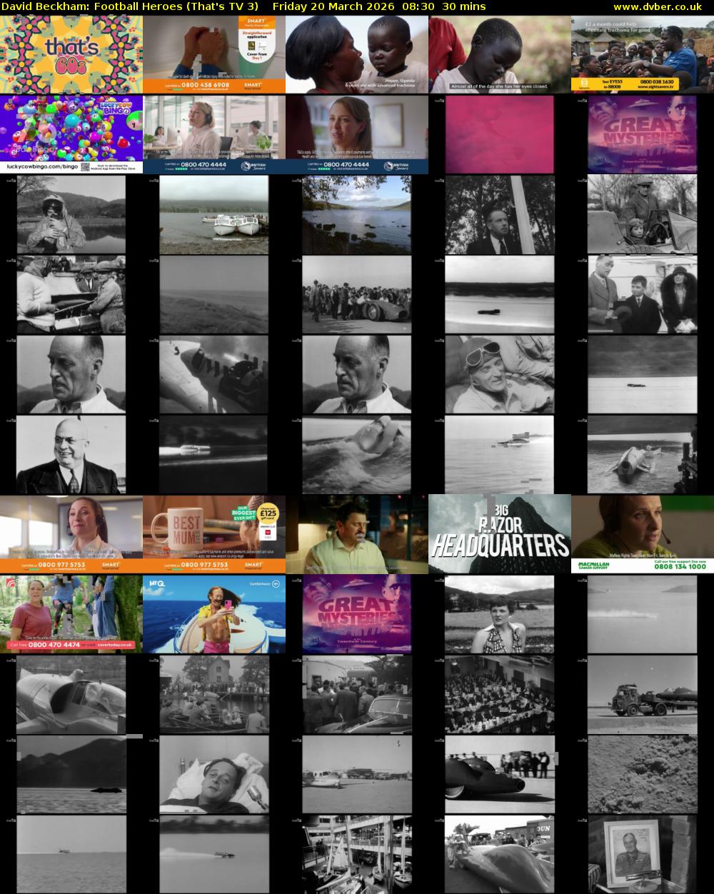 David Beckham: Football Heroes (That's TV 3) Friday 20 March 2026 08:30 - 09:00