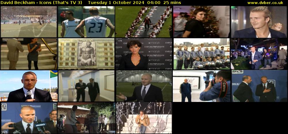 David Beckham - Icons (That's TV 3) Tuesday 1 October 2024 04:00 - 04:25