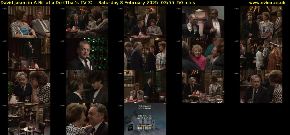 David Jason in A Bit of a Do (That's TV 3) Saturday 8 February 2025 03:55 - 04:45