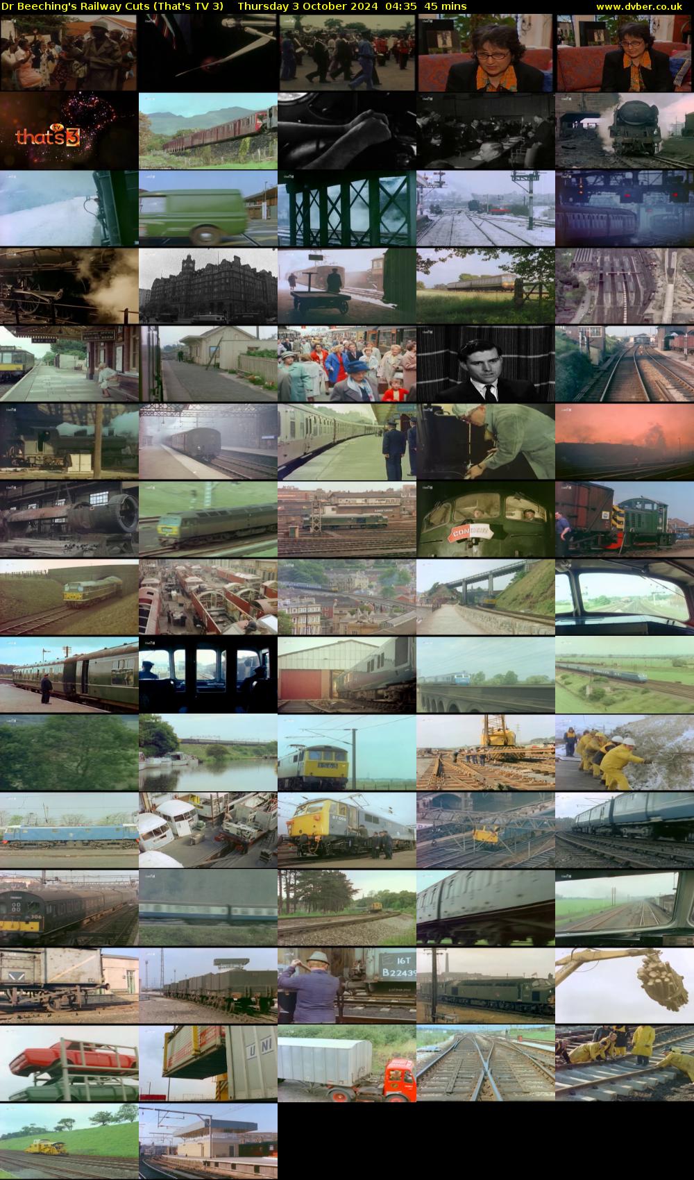 Dr Beeching's Railway Cuts (That's TV 3) Thursday 3 October 2024 04:35 - 05:20