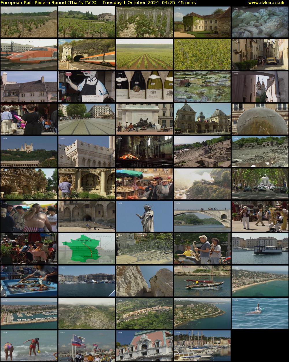European Rail: Riviera Bound (That's TV 3) Tuesday 1 October 2024 04:25 - 05:10