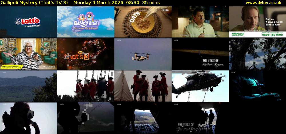 Gallipoli Mystery (That's TV 3) Monday 9 March 2026 08:30 - 09:05