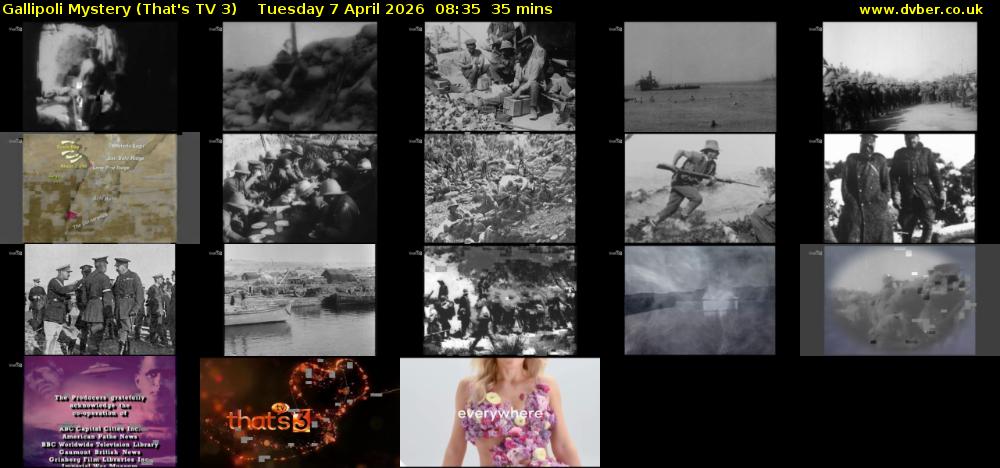 Gallipoli Mystery (That's TV 3) Tuesday 7 April 2026 08:35 - 09:10