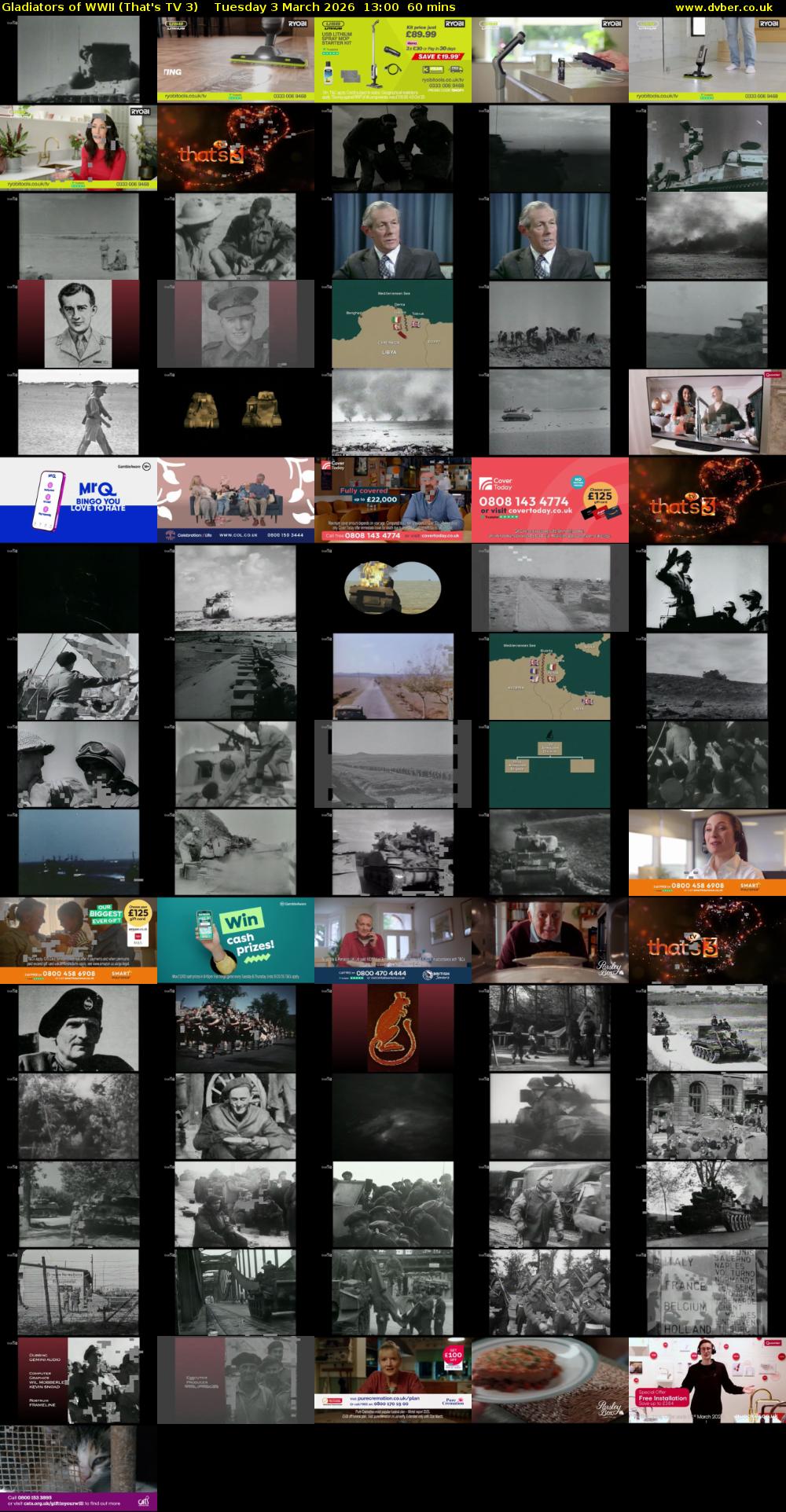 Gladiators of WWII (That's TV 3) Tuesday 3 March 2026 13:00 - 14:00