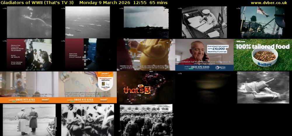 Gladiators of WWII (That's TV 3) Monday 9 March 2026 12:55 - 14:00