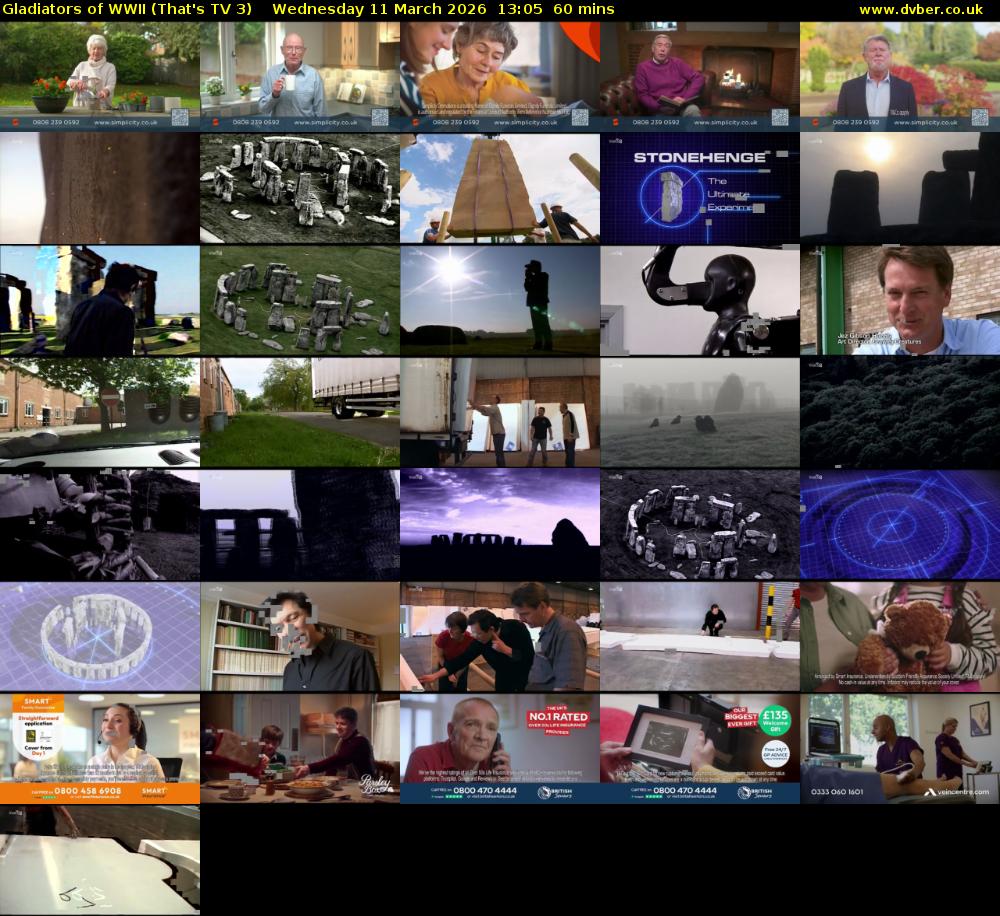 Gladiators of WWII (That's TV 3) Wednesday 11 March 2026 13:05 - 14:05