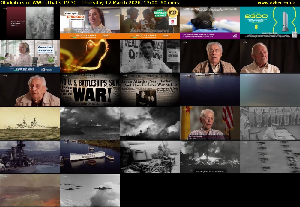Gladiators of WWII (That's TV 3) Thursday 12 March 2026 13:00 - 14:00