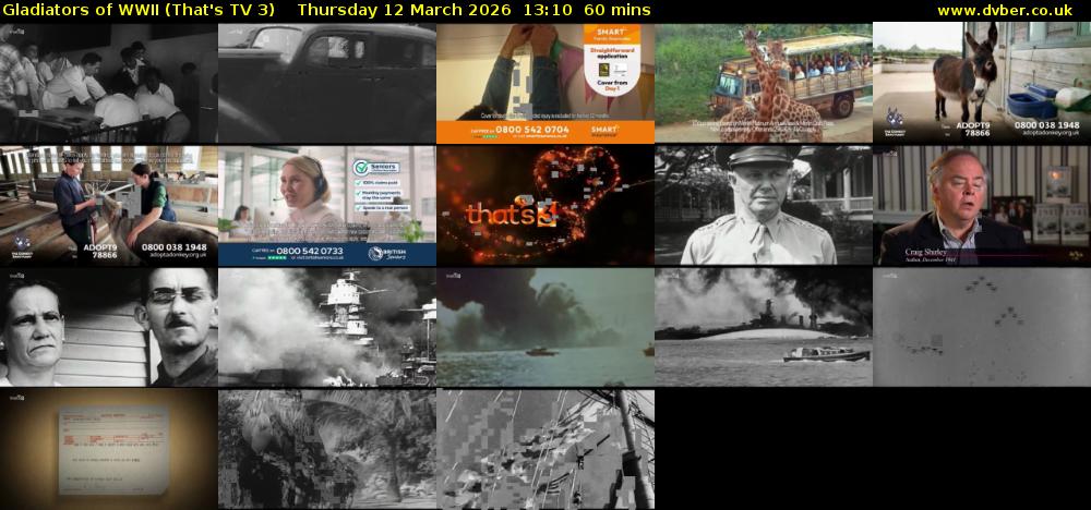 Gladiators of WWII (That's TV 3) Thursday 12 March 2026 13:10 - 14:10