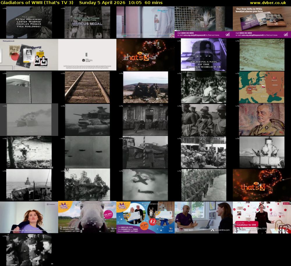 Gladiators of WWII (That's TV 3) Sunday 5 April 2026 10:05 - 11:05