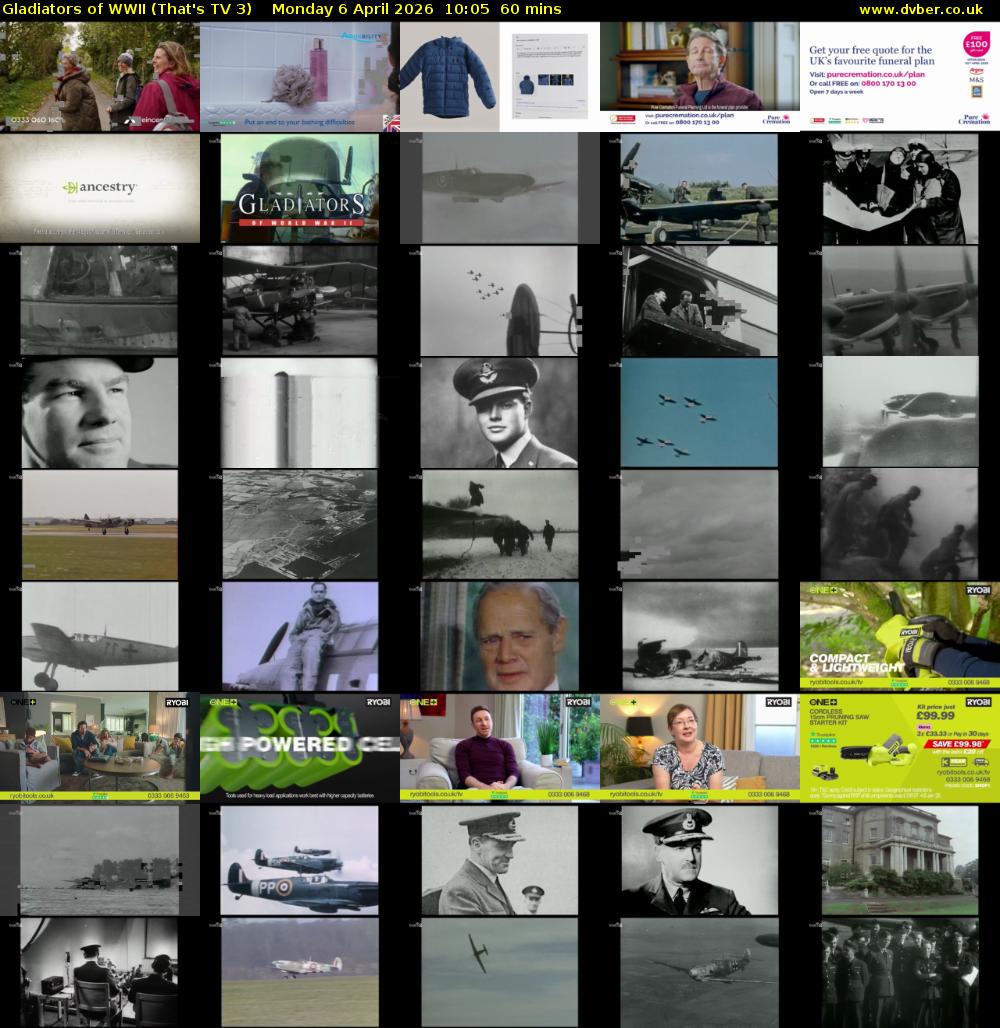 Gladiators of WWII (That's TV 3) Monday 6 April 2026 10:05 - 11:05