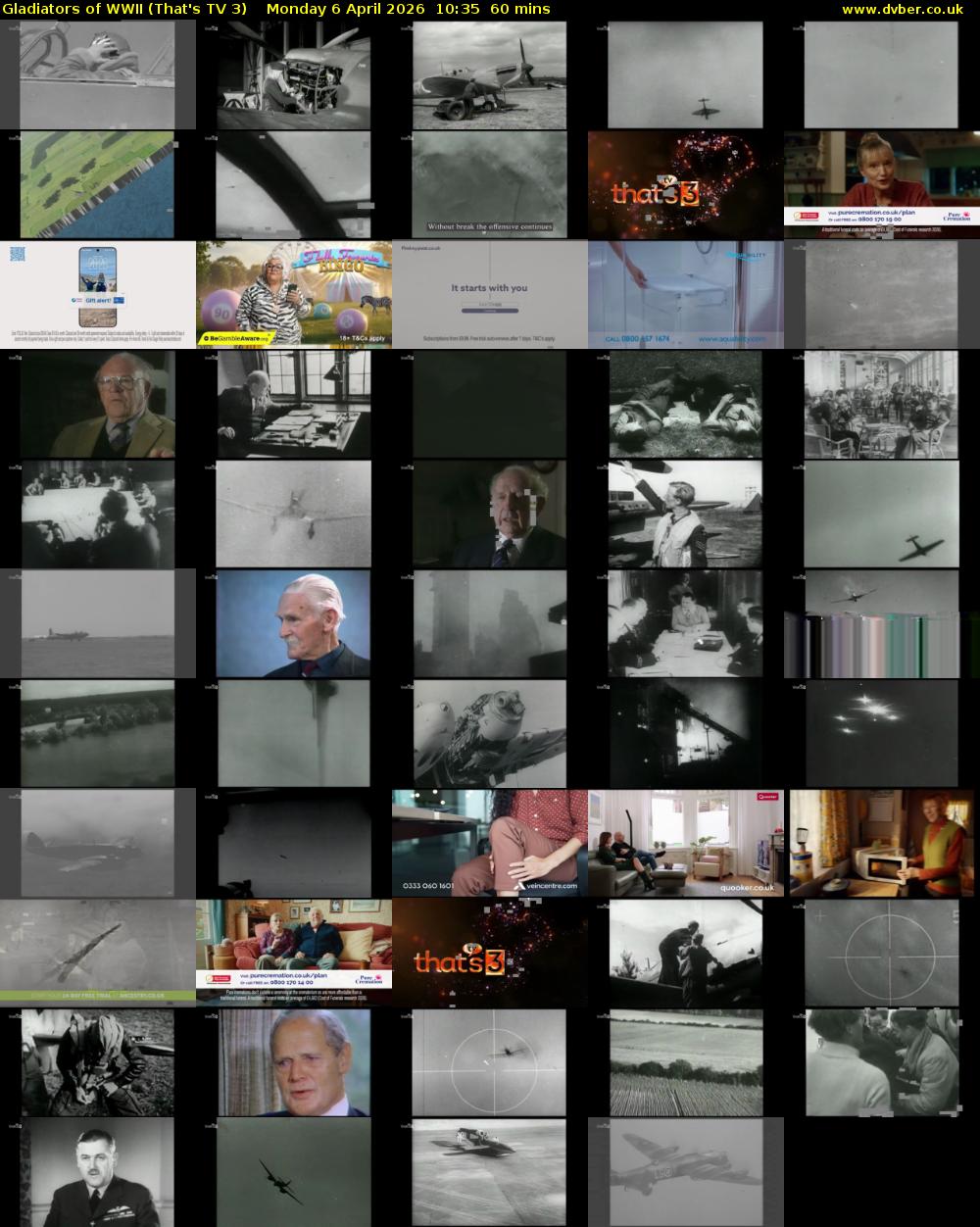 Gladiators of WWII (That's TV 3) Monday 6 April 2026 10:35 - 11:35