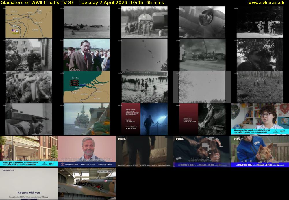 Gladiators of WWII (That's TV 3) Tuesday 7 April 2026 10:45 - 11:50