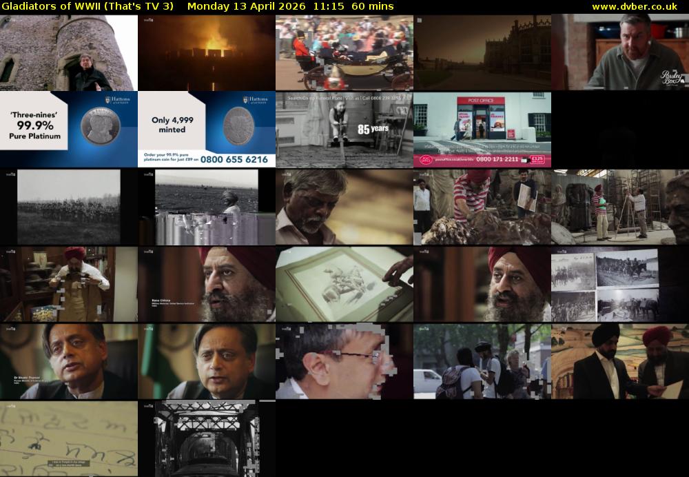 Gladiators of WWII (That's TV 3) Monday 13 April 2026 11:15 - 12:15