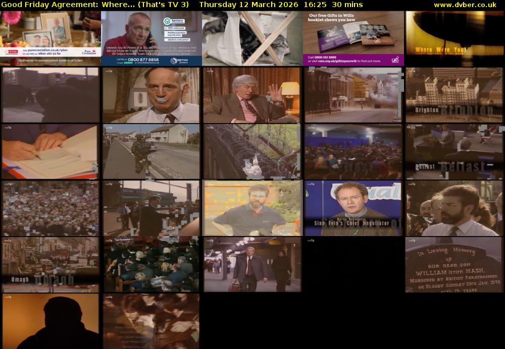 Good Friday Agreement: Where... (That's TV 3) Thursday 12 March 2026 16:25 - 16:55