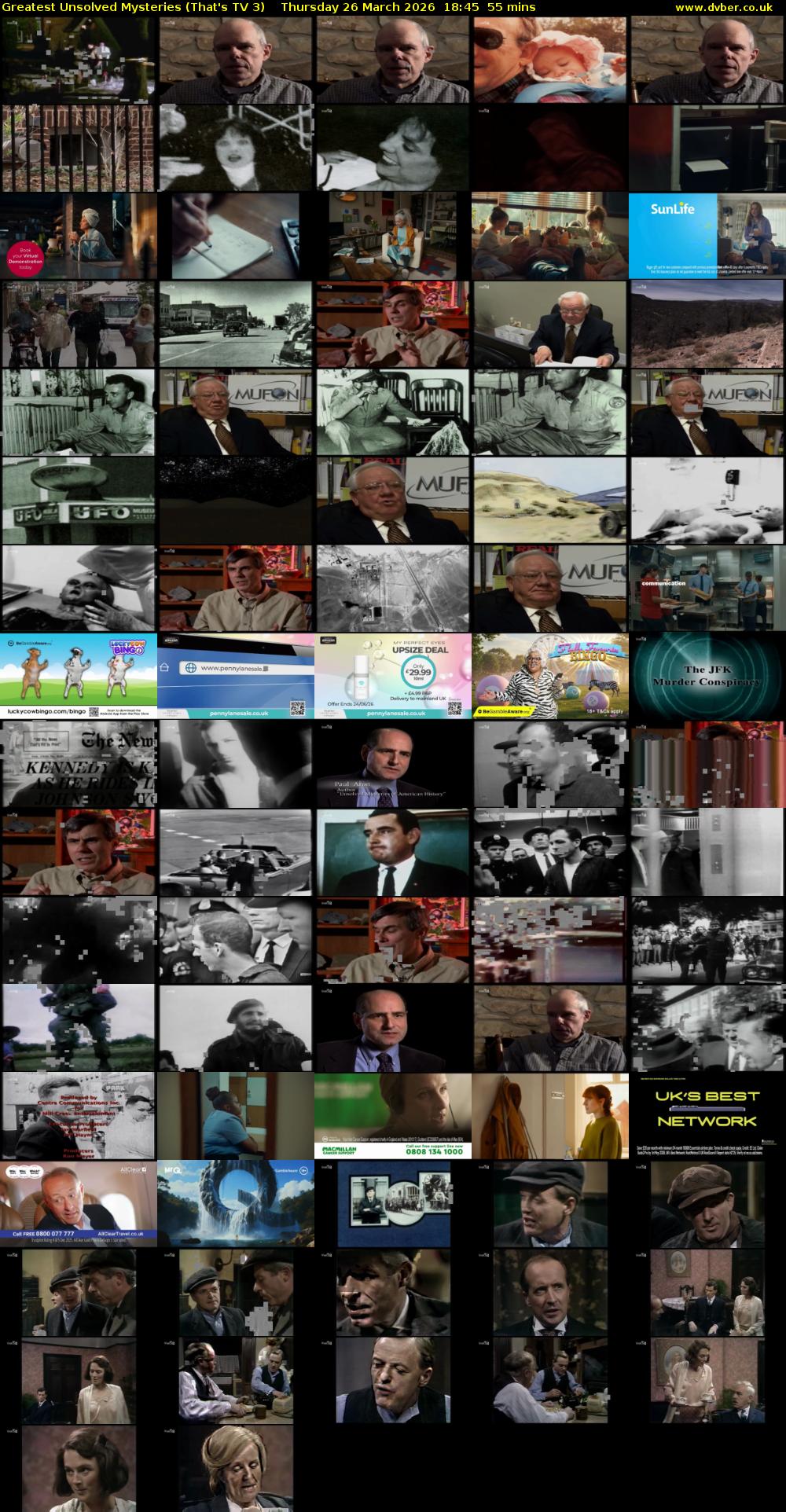 Greatest Unsolved Mysteries (That's TV 3) Thursday 26 March 2026 18:45 - 19:40