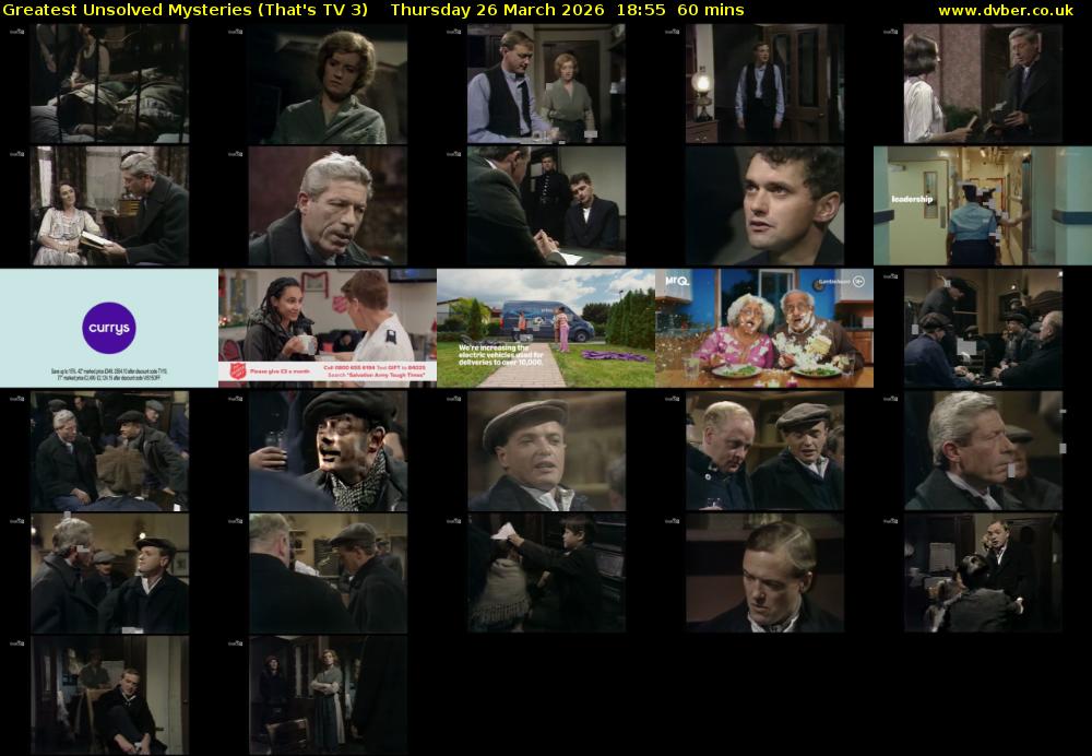 Greatest Unsolved Mysteries (That's TV 3) Thursday 26 March 2026 18:55 - 19:55