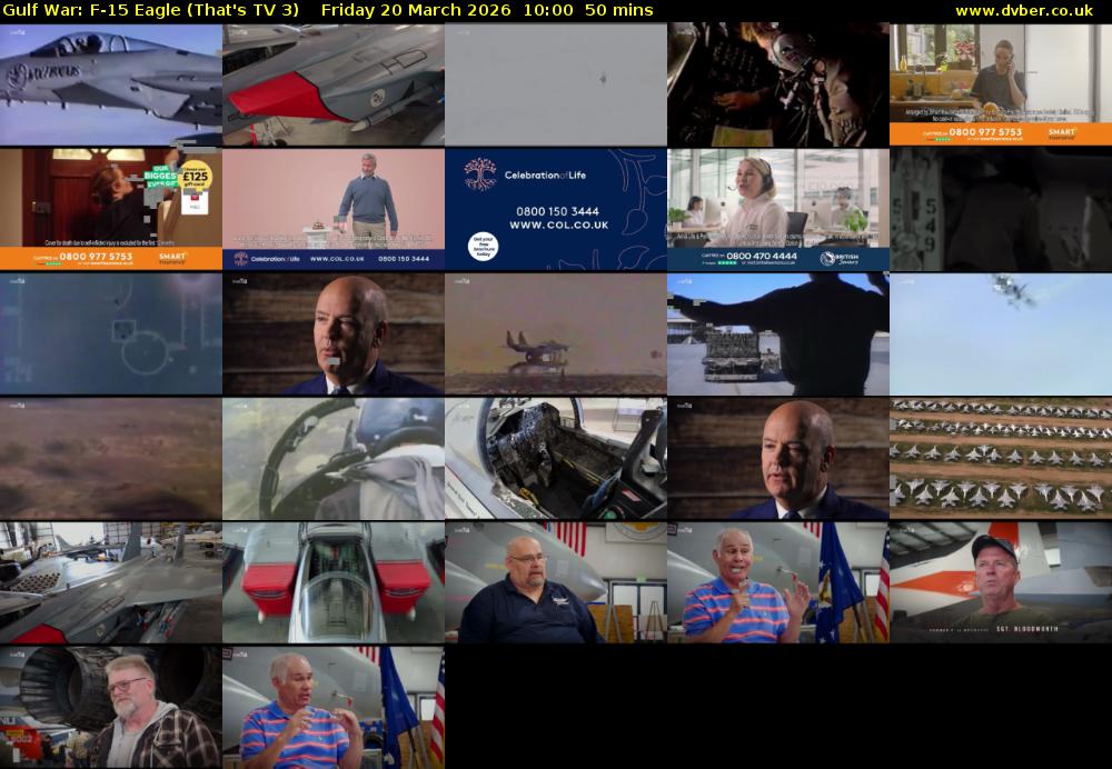 Gulf War: F-15 Eagle (That's TV 3) Friday 20 March 2026 10:00 - 10:50
