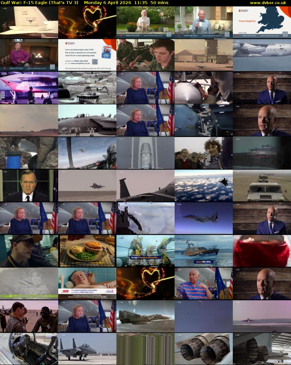 Gulf War: F-15 Eagle (That's TV 3) Monday 6 April 2026 11:35 - 12:25