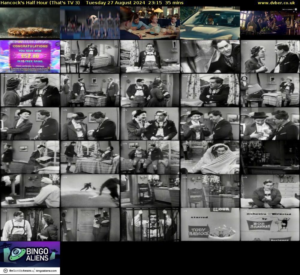Hancock's Half Hour (That's TV 3) Tuesday 27 August 2024 23:15 - 23:50