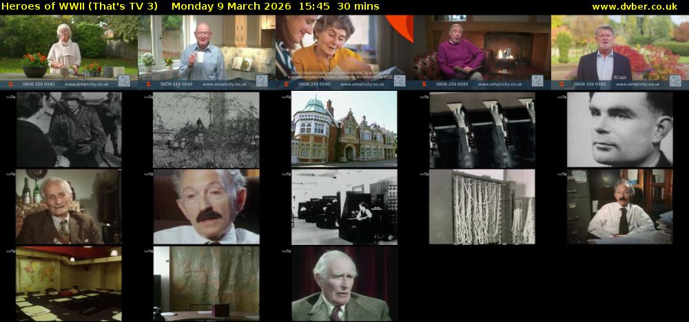 Heroes of WWII (That's TV 3) Monday 9 March 2026 15:45 - 16:15