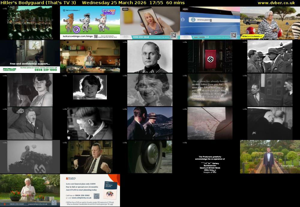 Hitler's Bodyguard (That's TV 3) Wednesday 25 March 2026 17:55 - 18:55