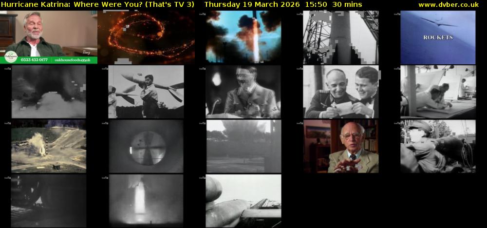 Hurricane Katrina: Where Were You? (That's TV 3) Thursday 19 March 2026 15:50 - 16:20