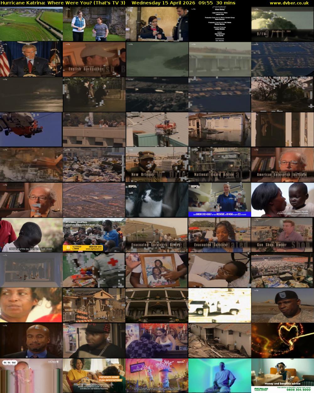 Hurricane Katrina: Where Were You? (That's TV 3) Wednesday 15 April 2026 09:55 - 10:25