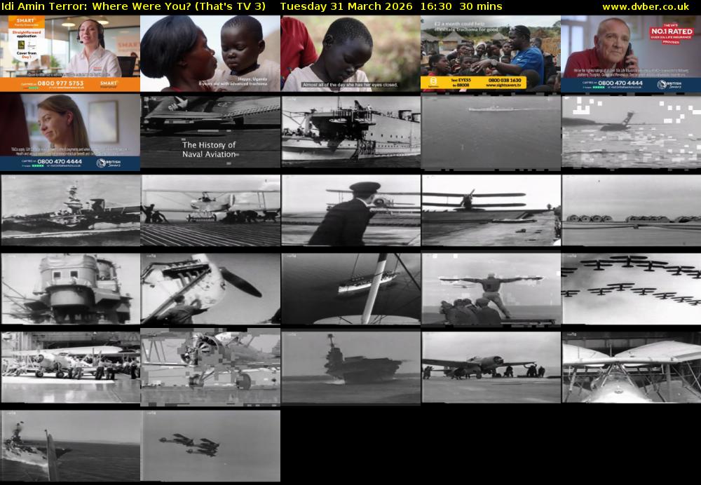 Idi Amin Terror: Where Were You? (That's TV 3) Tuesday 31 March 2026 16:30 - 17:00